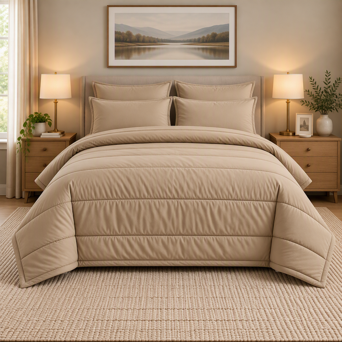 Royal Rest One-Tone Comforter Set in Taupe