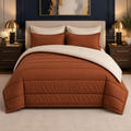 Rust & Cream reversible comforter set, rust side up