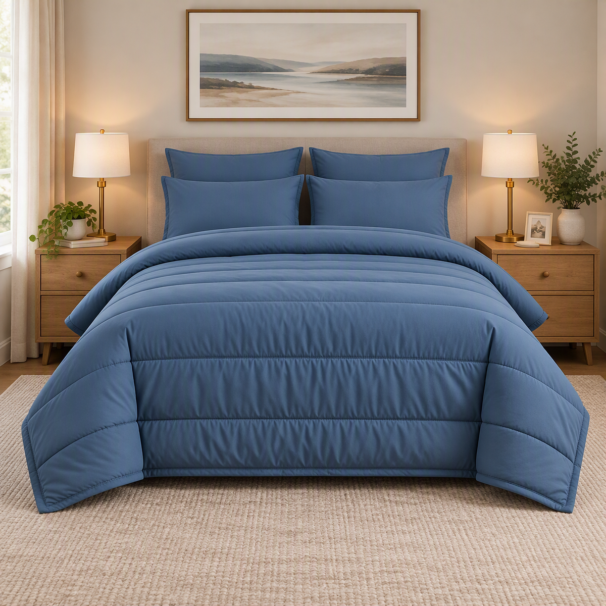 Royal Rest One-Tone Comforter Set in Denim Blue