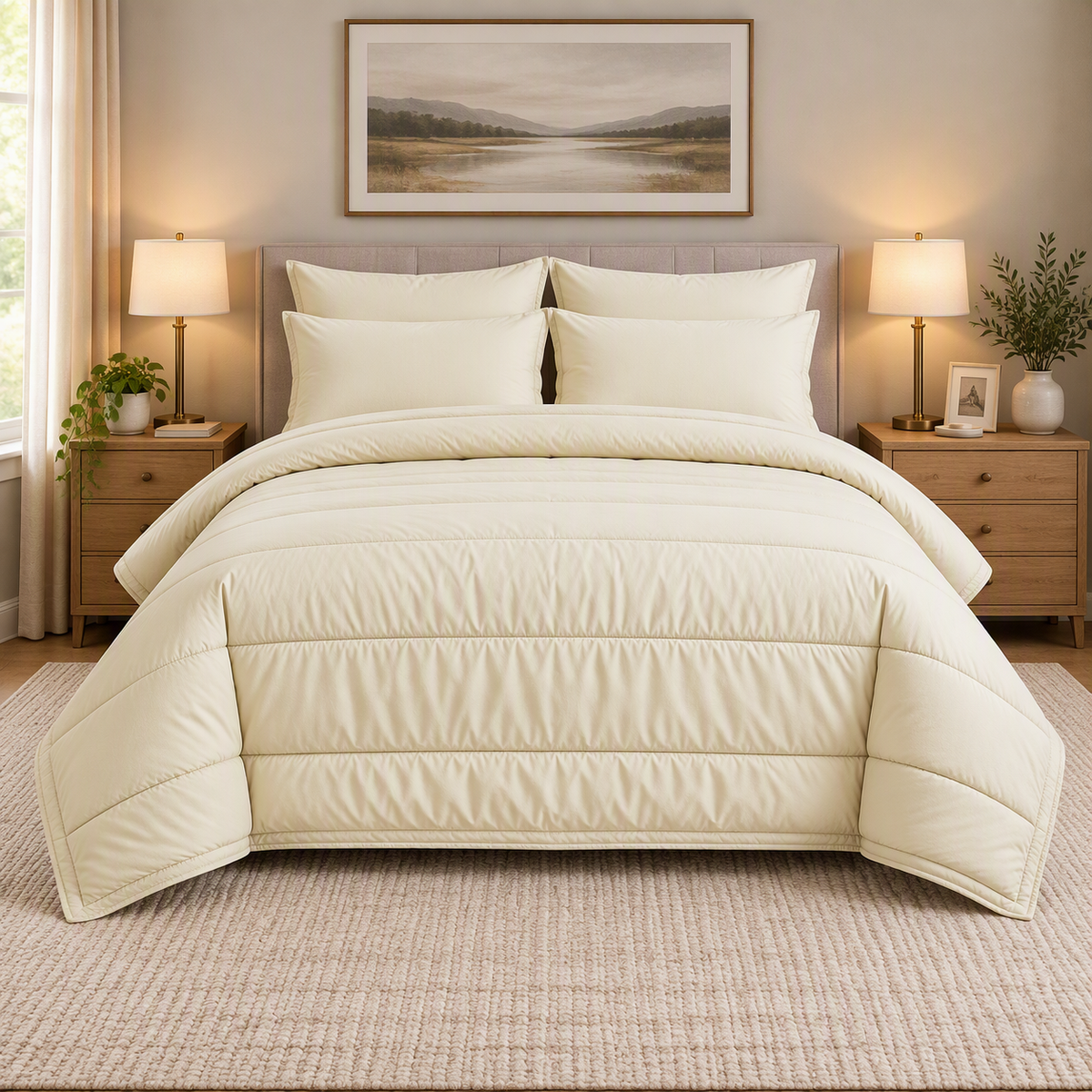 Royal Rest One-Tone Comforter Set in Cream
