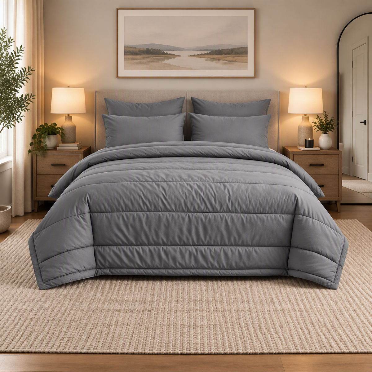 Royal Rest One-Tone Comforter Set in Grey