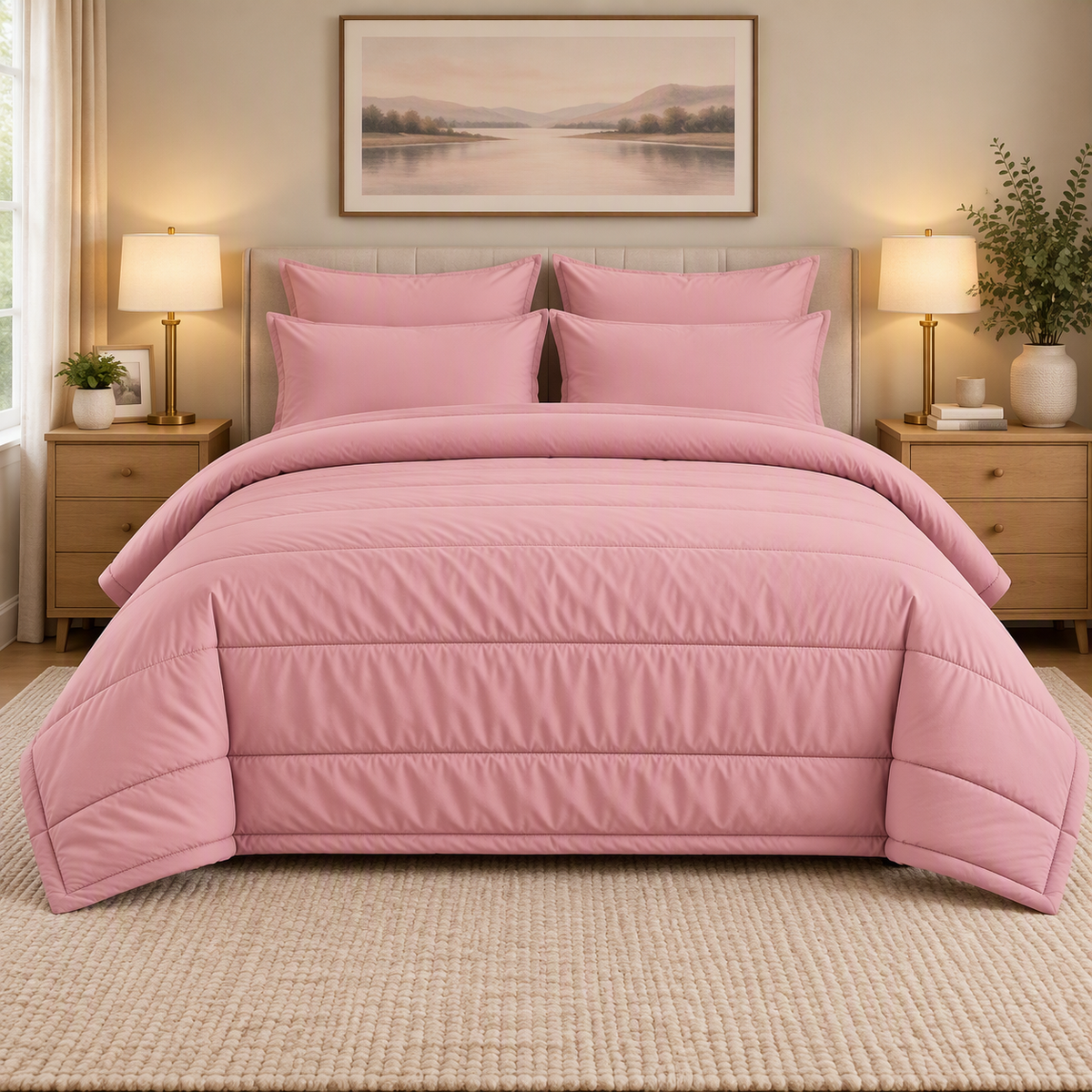 Royal Rest One-Tone Comforter Set in Dusty Pink