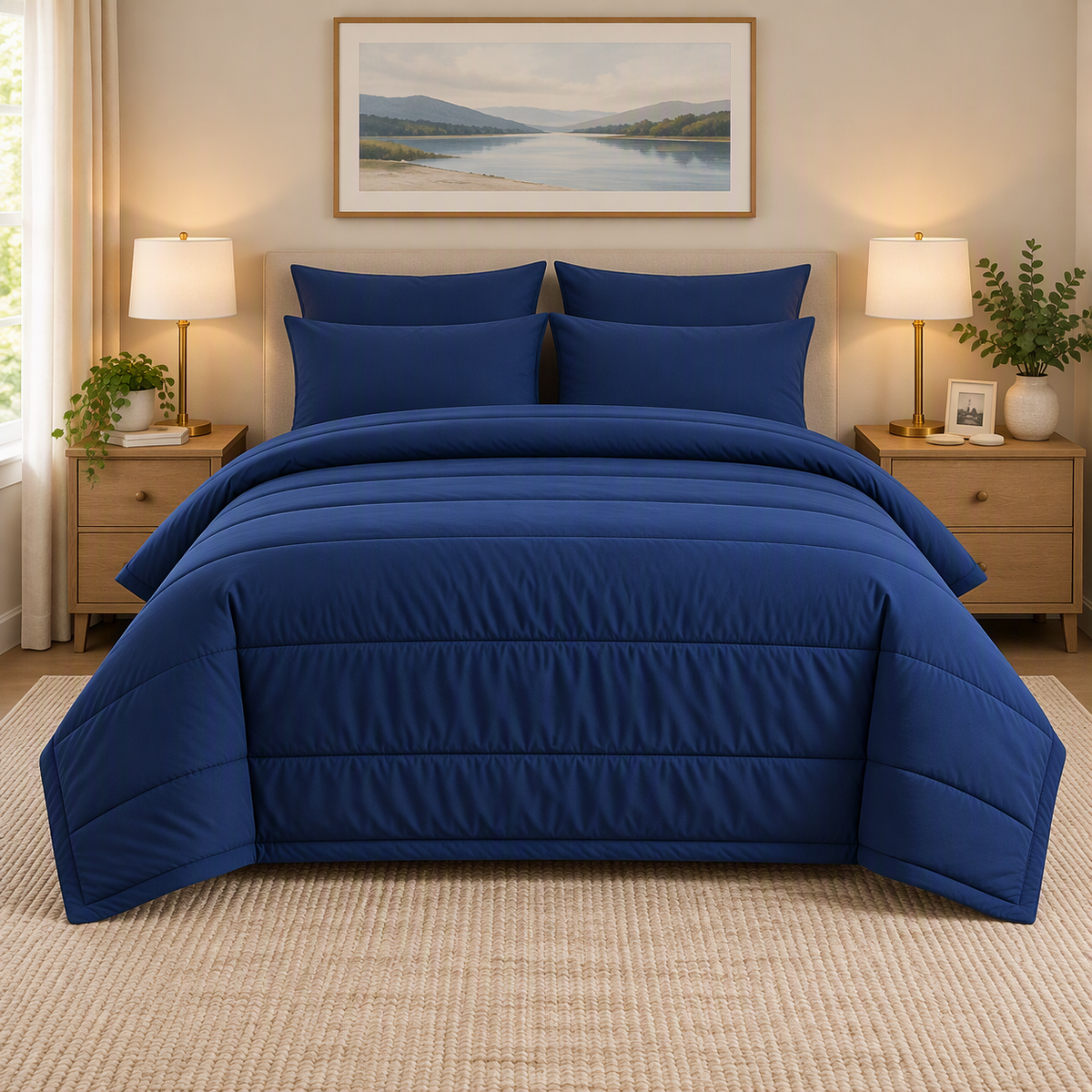 Royal Rest One-Tone Comforter Set in Navy