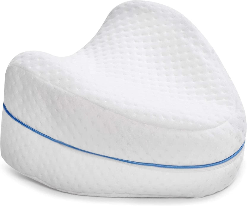 Royal Rest Knee Pillow, white contoured memory foam pillow with removable cover